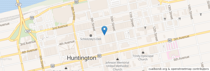 Mapa de ubicacion de The Old Village Roaster en 美利坚合众国/美利堅合眾國, 西弗吉尼亚州/ 西維吉尼亞州 / 西維珍尼亞州, Huntington, Cabell County.