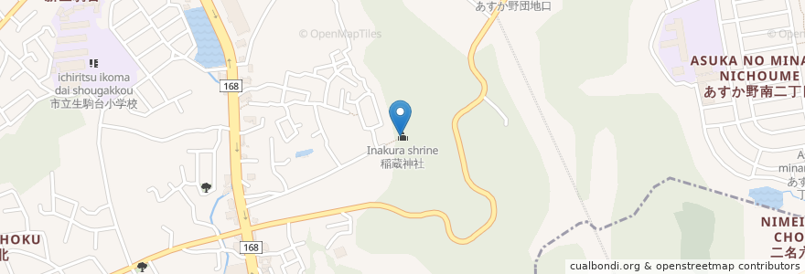 Mapa de ubicacion de 稲蔵神社 en 日本, 奈良県, 生駒市.