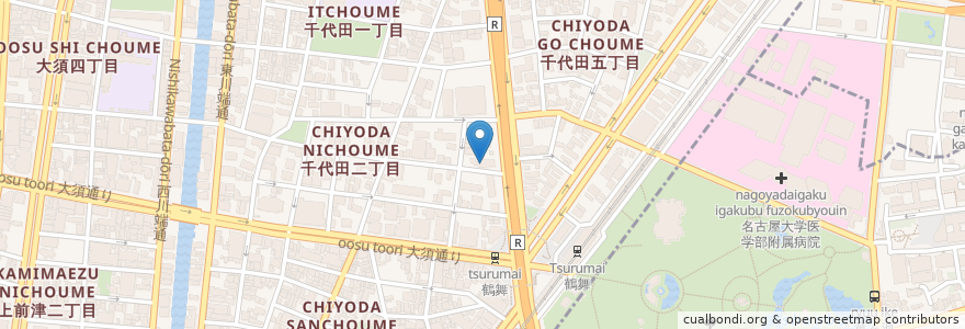 Mapa de ubicacion de 昭和シェル en 日本, 爱知县, 名古屋市, 中区.