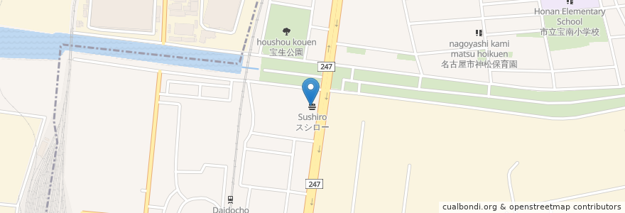 Mapa de ubicacion de スシロー en 日本, 愛知県, 名古屋市, 南区.