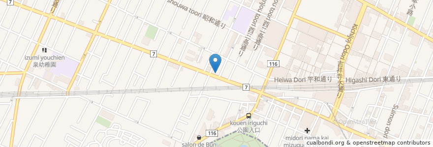 Mapa de ubicacion de ヴィレッジヴァンガード ダイナー en Japão, Tóquio, 武蔵野市.