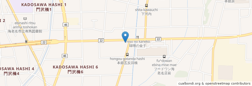 Mapa de ubicacion de 丸亀製麺 en ژاپن, 神奈川県, 海老名市.