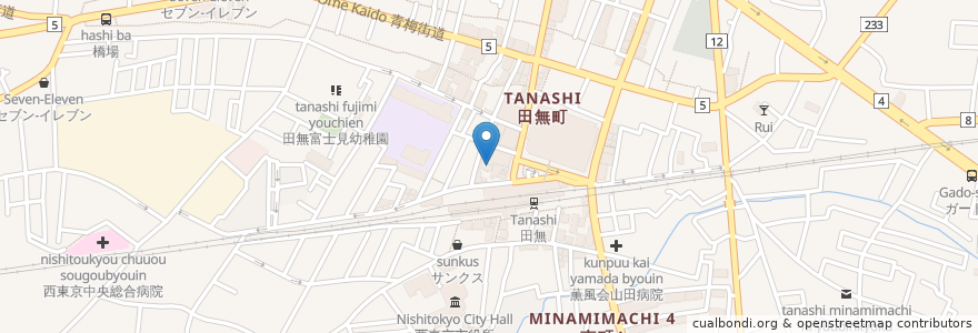 Mapa de ubicacion de 指田医院 en Japón, Tokio, Nishitokyo.