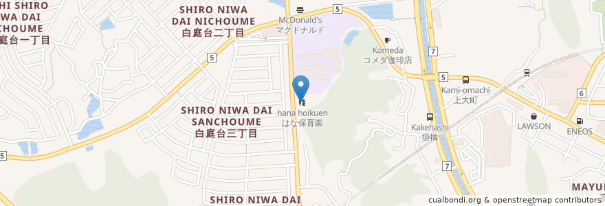 Mapa de ubicacion de はな保育園 en Япония, Нара, 生駒市.