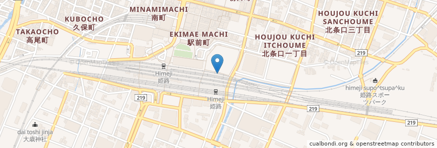 Mapa de ubicacion de 姫路駅東口自転車駐車場 en Japão, 兵庫県, 姫路市.
