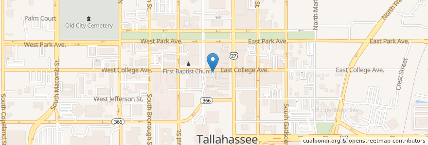 Mapa de ubicacion de Jasmine Cafe en Соединённые Штаты Америки, Флорида, Leon County, Таллахасси.