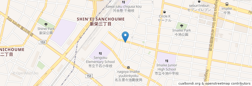 Mapa de ubicacion de 芳珠寺 en Japan, 愛知県, Nagoya, 千種区.