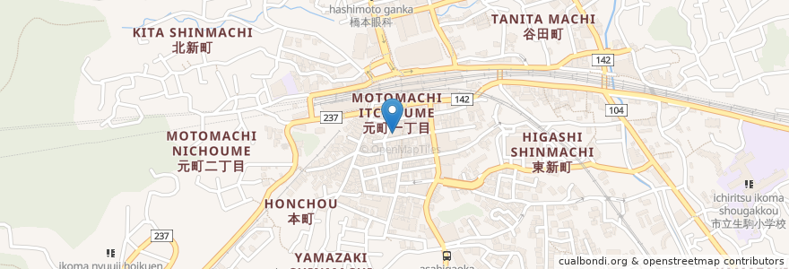 Mapa de ubicacion de 南都銀行 en Japonya, 奈良県, 生駒市.