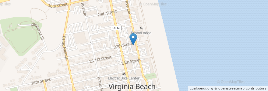 Mapa de ubicacion de King of the Sea en 미국, 버지니아, Virginia Beach.