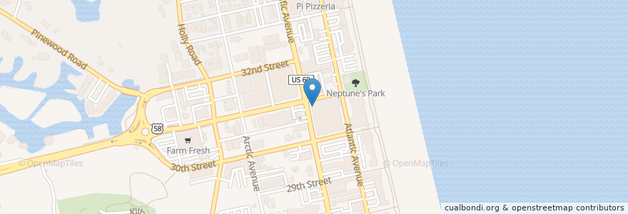 Mapa de ubicacion de Starbucks en 美利坚合众国/美利堅合眾國, 弗吉尼亚州 / 維吉尼亞州 / 維珍尼亞州, Virginia Beach.