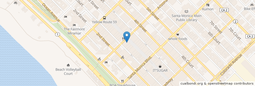 Mapa de ubicacion de AMC Santa MOnica 7 en Estados Unidos Da América, Califórnia, Los Angeles County.