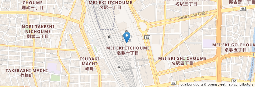 Mapa de ubicacion de スターバックス en 일본, 아이치현, 나고야 시, 中村区.