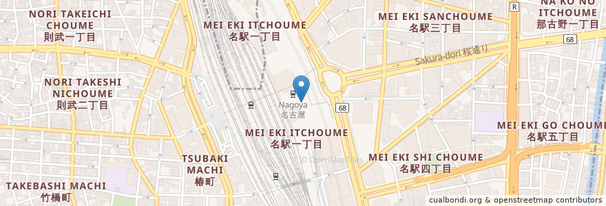 Mapa de ubicacion de スターバックス en Japão, 愛知県, Nagoia, 中村区.