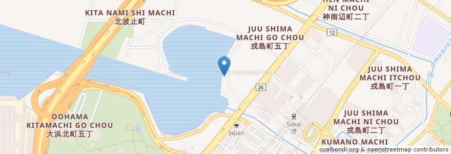 Mapa de ubicacion de Pangaea en 日本, 大阪府, 堺市, 堺区.