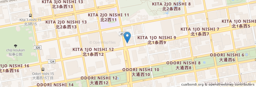 Mapa de ubicacion de 札幌北一条郵便局 en Япония, Хоккайдо, Округ Исикари, Саппоро, Тюо.