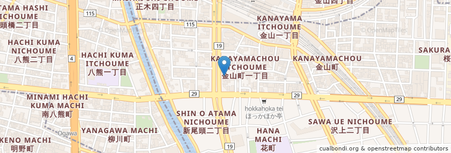 Mapa de ubicacion de 金山駅前店 en 日本, 愛知県, 名古屋市, 熱田区.