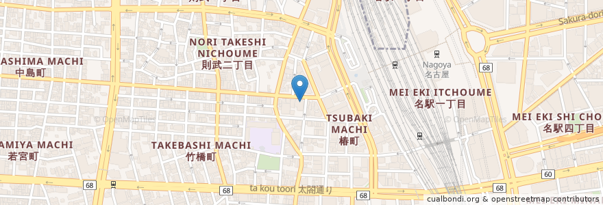 Mapa de ubicacion de 名古屋駅太閤通口店 (Nagoya-Eki Taikodoriguchi) en Japón, Prefectura De Aichi, Nagoya, 中村区.