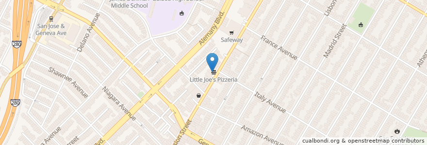 Mapa de ubicacion de Little Joe's Pizzeria en United States, California, San Francisco City And County, San Francisco.