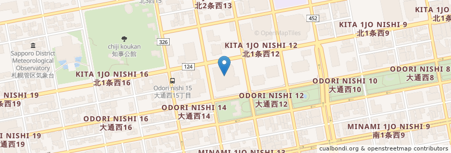 Mapa de ubicacion de 札幌市教育文化会館 en Japonya, 北海道, 石狩振興局, 札幌市, 中央区.
