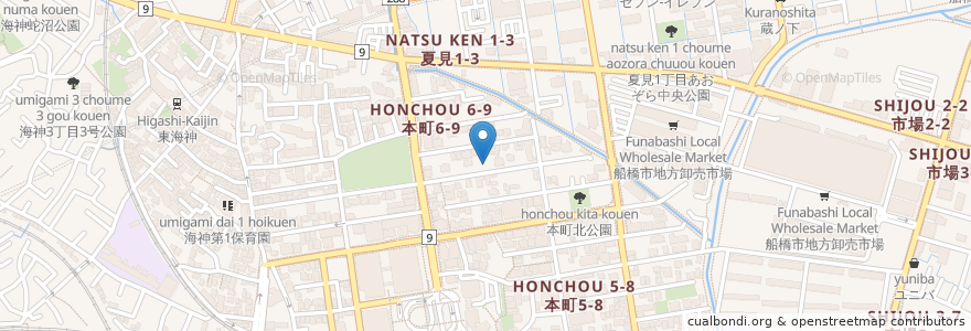 Mapa de ubicacion de 松永小幼科 en Japão, 千葉県, 船橋市.