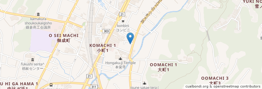 Mapa de ubicacion de ナビパーク 鎌倉小町第1駐車場 en اليابان, كاناغاوا, 鎌倉市.