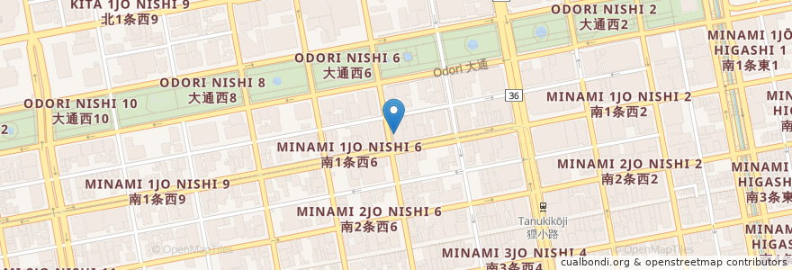 Mapa de ubicacion de 札幌南一条郵便局 en Япония, Хоккайдо, Округ Исикари, Саппоро, Тюо.