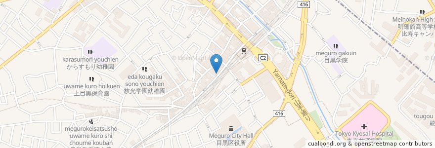 Mapa de ubicacion de べったこ亭 en Japonya, 東京都, 目黒区.