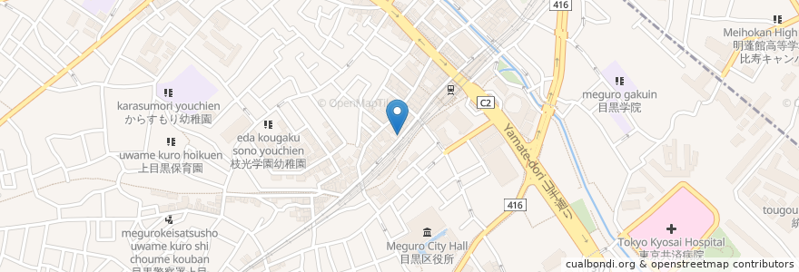 Mapa de ubicacion de 北の恵 en Japan, 東京都, 目黒区.