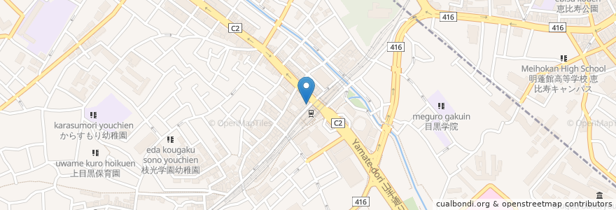 Mapa de ubicacion de 吉野家 en اليابان, 東京都, 目黒区.