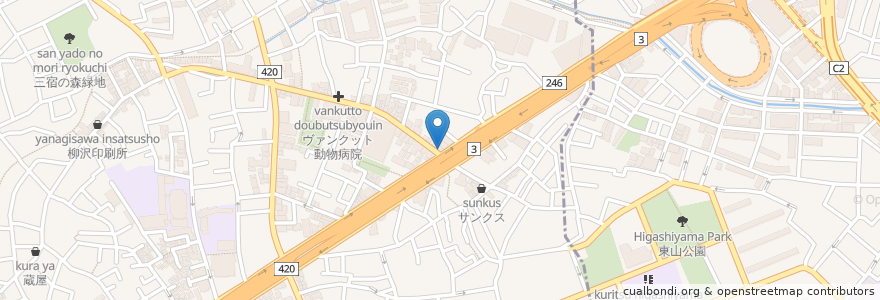 Mapa de ubicacion de せんだい屋 en Japonya, 東京都, 目黒区, 世田谷区.