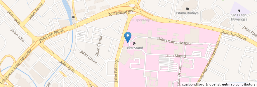 Mapa de ubicacion de Teksi Stand en Malesia, Selangor, Kuala Lumpur.