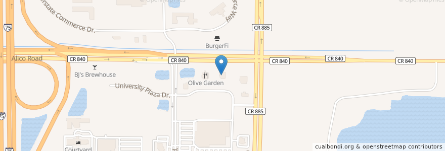 Mapa de ubicacion de LongHorn Steakhouse en Amerika Syarikat, Florida, Lee County.
