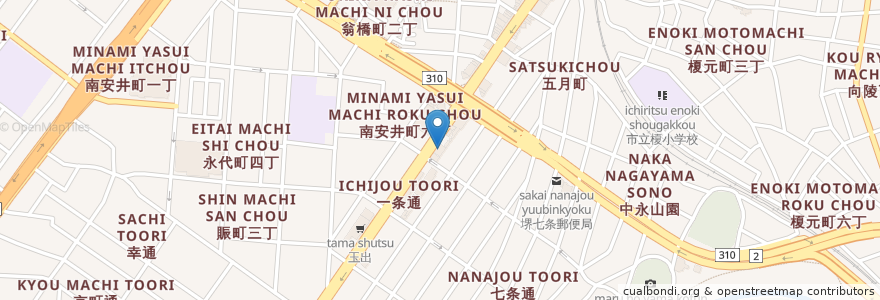 Mapa de ubicacion de 池田泉州銀行 堺支店 en 日本, 大阪府, 堺市, 堺区.