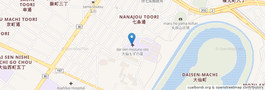 Mapa de ubicacion de 大仙もずの音 en Japão, 大阪府, 堺市, 堺区.