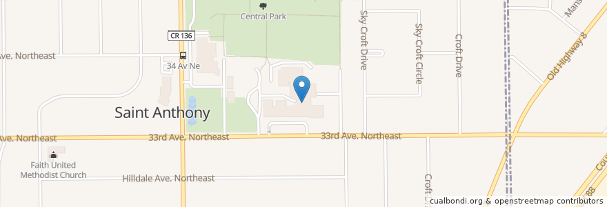 Mapa de ubicacion de St. Anthony High School en Amerika Syarikat, Minnesota, Hennepin County, St. Anthony.