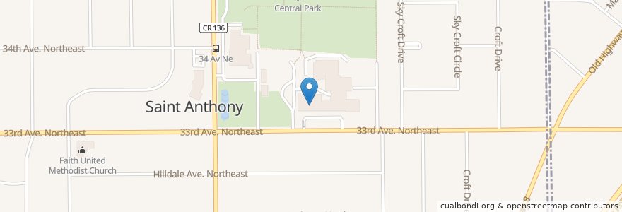 Mapa de ubicacion de St. Anthony Middle School en Estados Unidos De América, Minnesota, Hennepin County, St. Anthony.