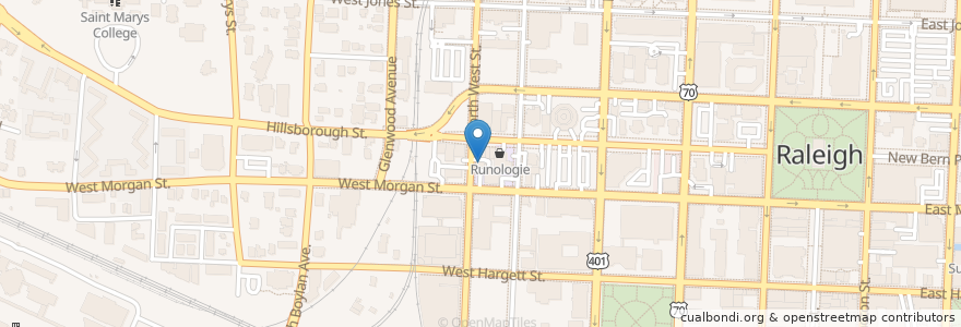 Mapa de ubicacion de The Roast Grill en États-Unis D'Amérique, Caroline Du Nord, Wake County, Raleigh.