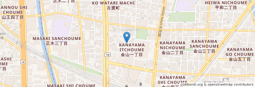 Mapa de ubicacion de 地鶏坊主 en Japonya, 愛知県, 名古屋市, 中区.