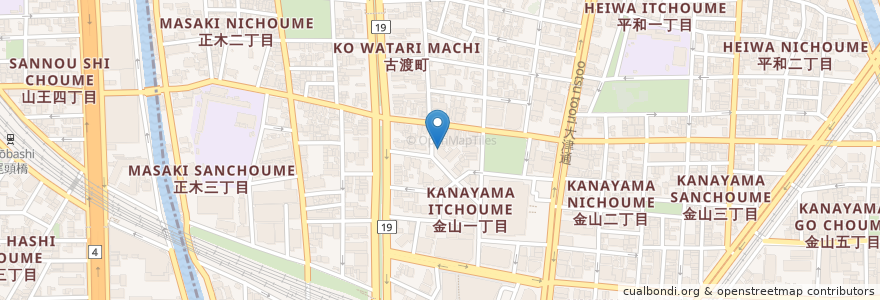 Mapa de ubicacion de ネコ目 en 日本, 愛知県, 名古屋市, 中区.
