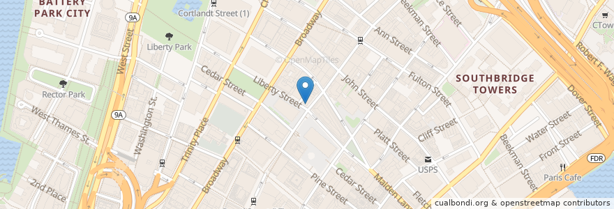 Mapa de ubicacion de Starbucks en 미국, 뉴욕, New York, New York County, Manhattan Community Board 1, Manhattan.