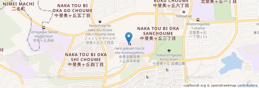 Mapa de ubicacion de 奈良学園登美ヶ丘高等学校 en ژاپن, 奈良県, 奈良市.