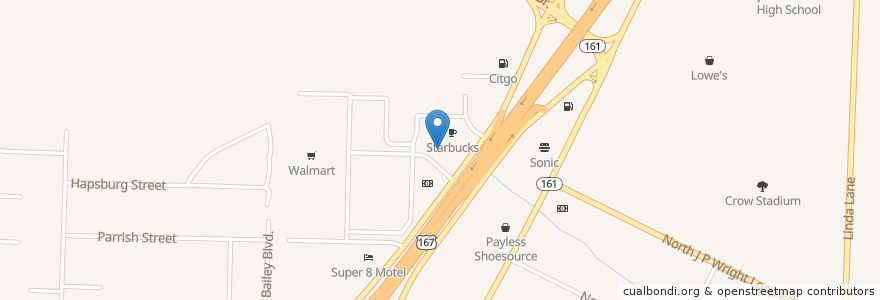Mapa de ubicacion de Burger King en Amerika Syarikat, Arkansas, Pulaski County, Jacksonville.