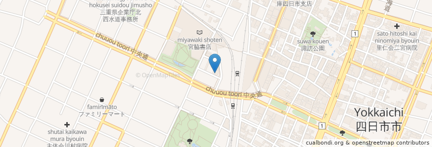 Mapa de ubicacion de みずほ銀行 en 日本, 三重県, 四日市市.