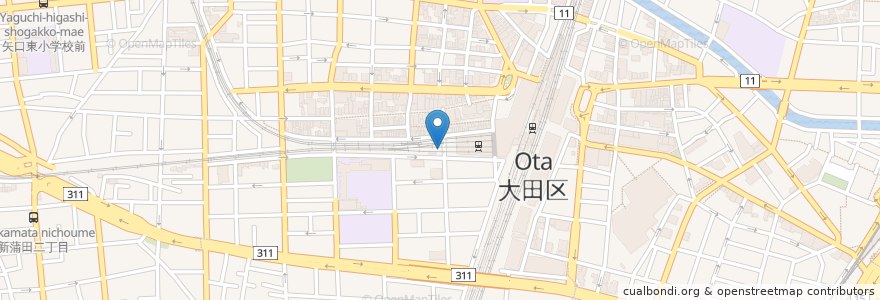 Mapa de ubicacion de Hub en Japonya, 東京都, 大田区.
