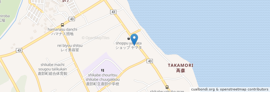 Mapa de ubicacion de ラーメン未来亭 en Jepun, 北海道, 渡島総合振興局, 茅部郡, 鹿部町.