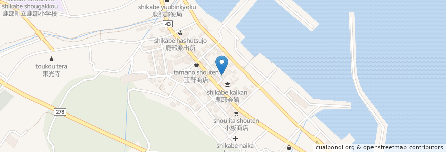 Mapa de ubicacion de 大寿し en ژاپن, 北海道, 渡島総合振興局, 茅部郡, 鹿部町.