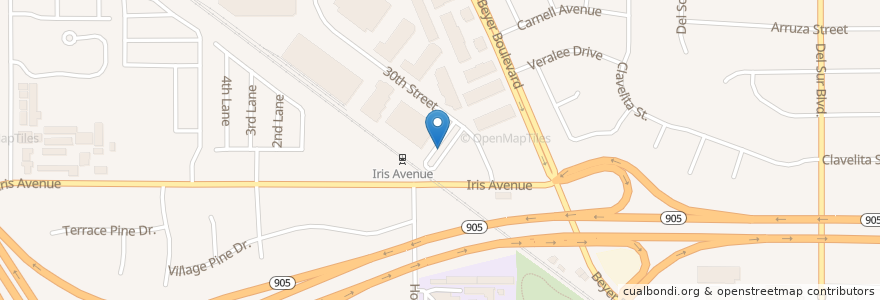 Mapa de ubicacion de Iris Ave Bus Station en Amerika Birleşik Devletleri, Kaliforniya, San Diego County, San Diego.