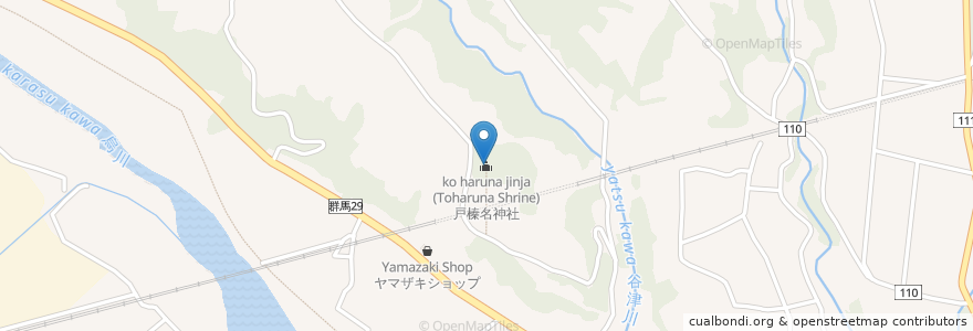 Mapa de ubicacion de 戸榛名神社 (Toharuna Shrine) en Japon, Préfecture De Gunma, 高崎市.