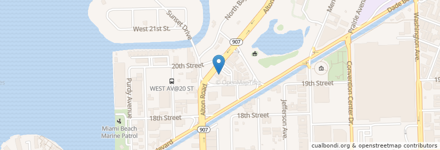 Mapa de ubicacion de Wells Fargo en Amerika Birleşik Devletleri, Florida, Miami-Dade County, Miami Beach.