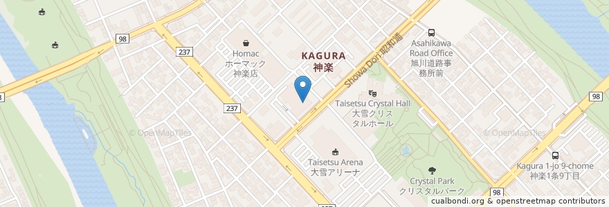 Mapa de ubicacion de 長五郎 en 日本, 北海道, 上川総合振興局, 旭川市.
